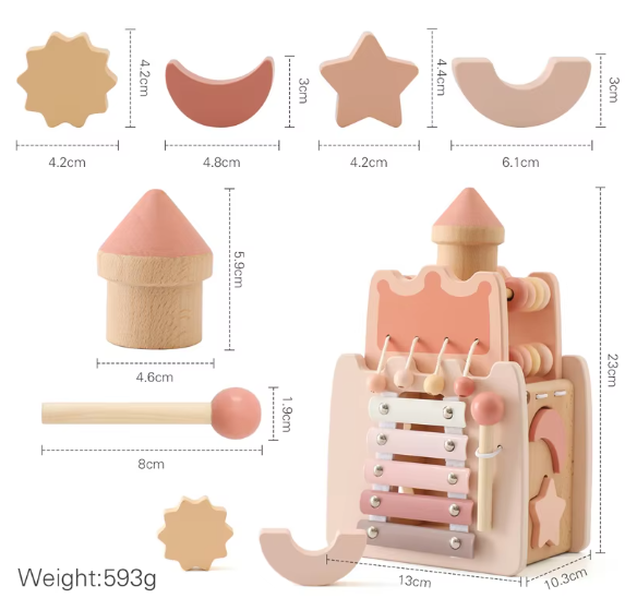 Montessori Wooden Castle — Baby Puzzle & Building Toy
