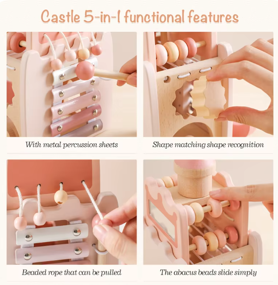 Montessori Wooden Castle — Baby Puzzle & Building Toy