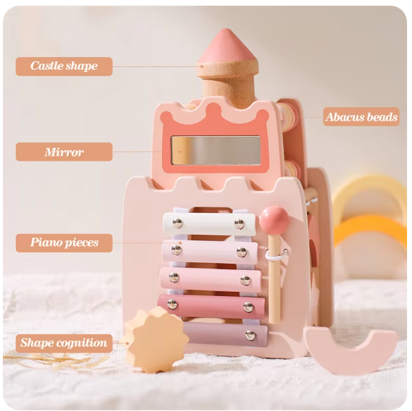 Montessori Wooden Castle — Baby Puzzle & Building Toy