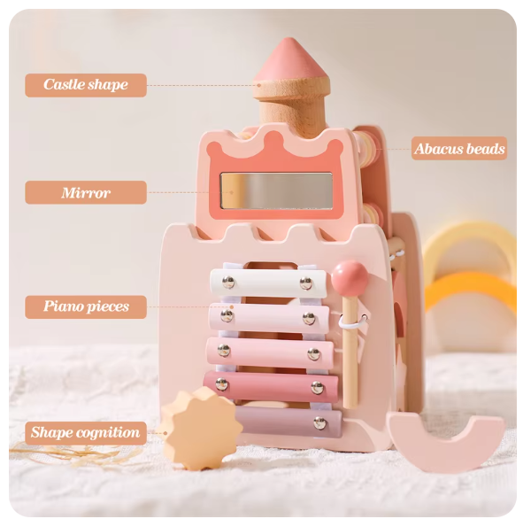 Montessori Wooden Castle — Baby Puzzle & Building Toy